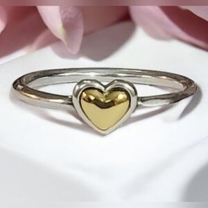 Sterling Silver Gold Heart Ring Womens Jewelry